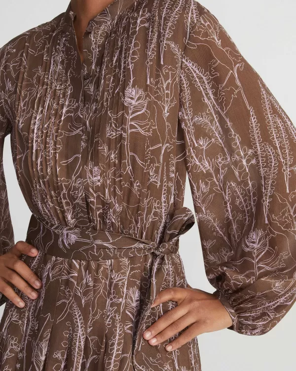 Women Lafayette 148 New York Flora Print Sustainable Gemma Cloth Voile Pintuck Midi Dress