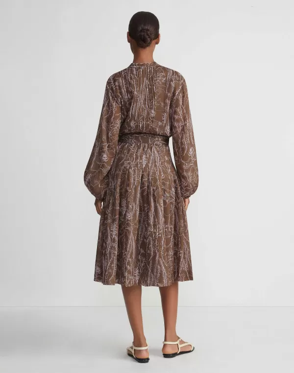 Women Lafayette 148 New York Flora Print Sustainable Gemma Cloth Voile Pintuck Midi Dress