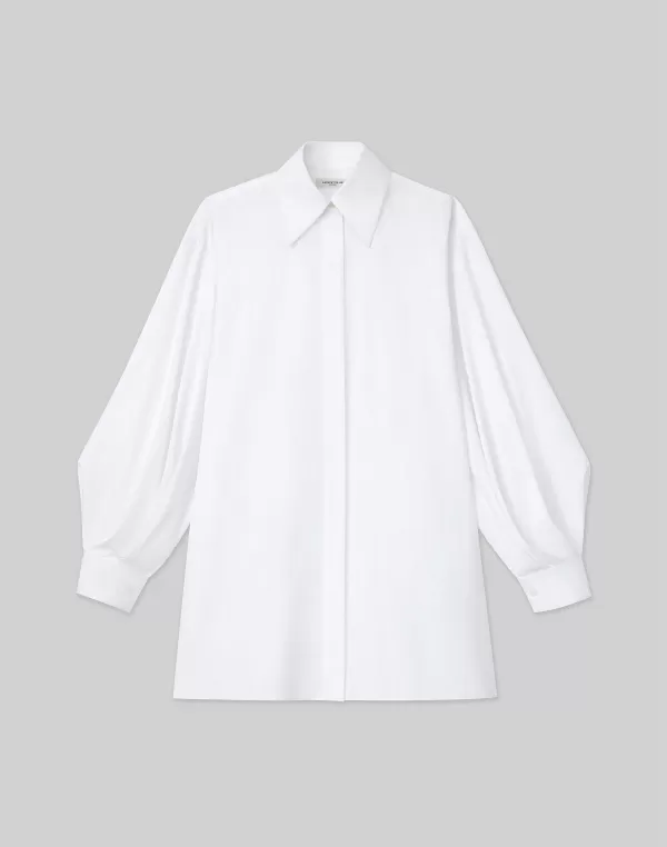 Women Lafayette 148 New York Organic Cotton Poplin Tie Back Oversized Shirt