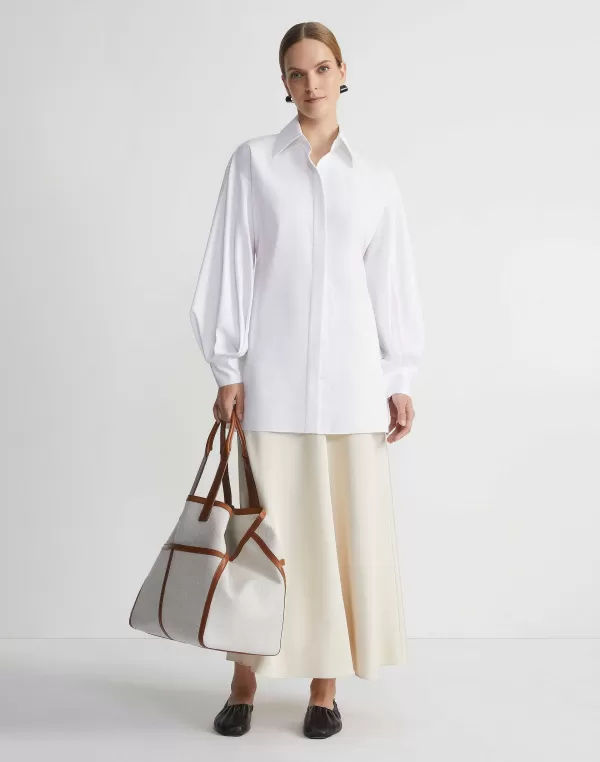 Women Lafayette 148 New York Organic Cotton Poplin Tie Back Oversized Shirt