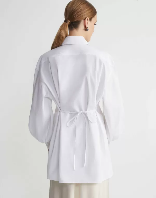 Women Lafayette 148 New York Organic Cotton Poplin Tie Back Oversized Shirt