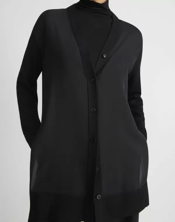 Women Lafayette 148 New York Responsible Fine Gauge Merino & Organic Silk Georgette Cardigan