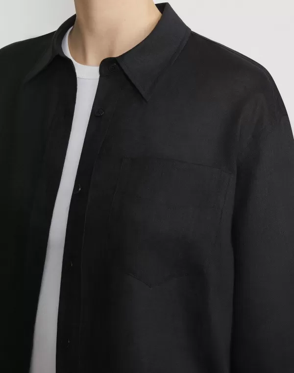 Women Lafayette 148 New York Vintage Linen Boyfriend Oversized Shirt
