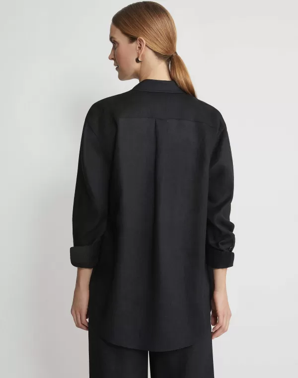 Women Lafayette 148 New York Vintage Linen Boyfriend Oversized Shirt
