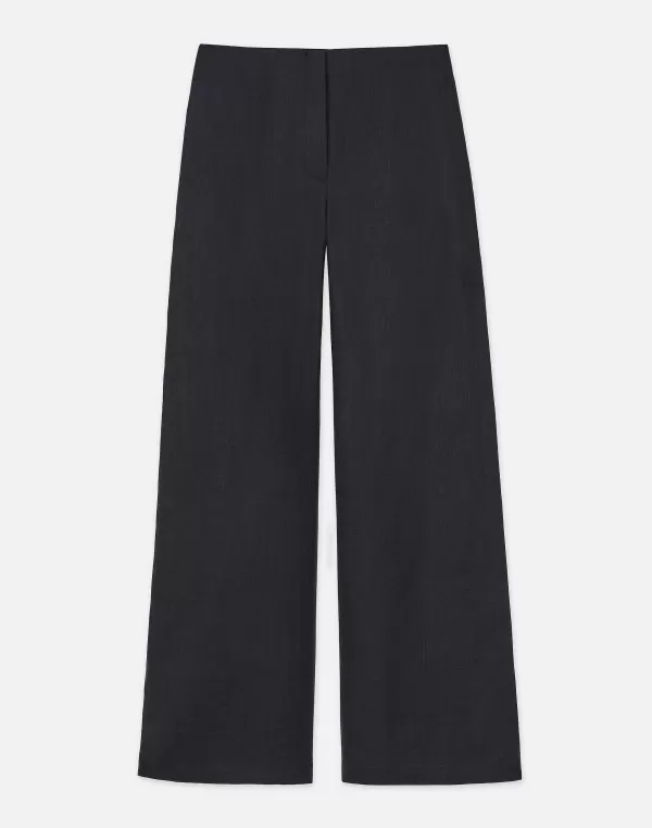 Women Lafayette 148 New York Vintage Linen Franklin Split Wide Leg Pant