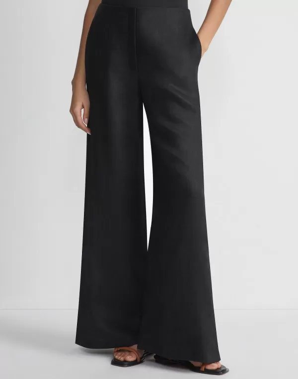 Women Lafayette 148 New York Vintage Linen Franklin Split Wide Leg Pant