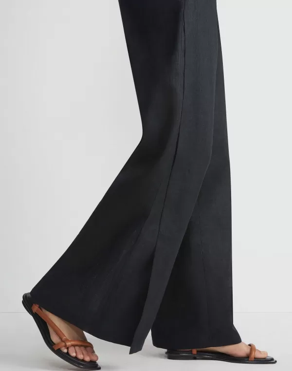 Women Lafayette 148 New York Vintage Linen Franklin Split Wide Leg Pant
