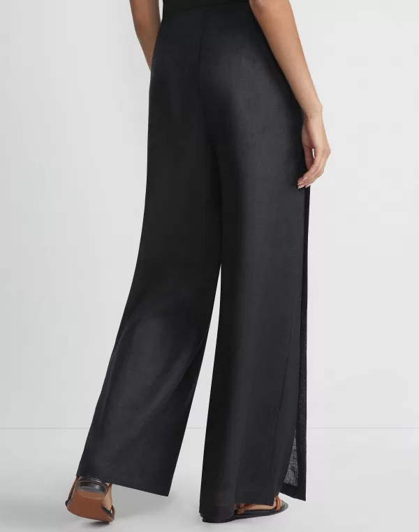Women Lafayette 148 New York Vintage Linen Franklin Split Wide Leg Pant